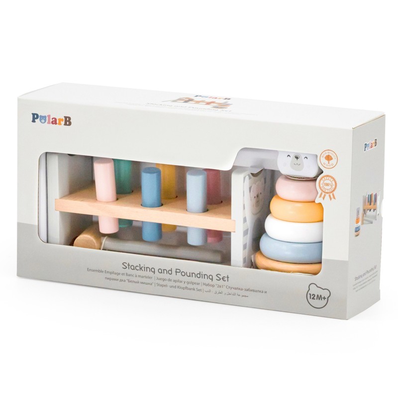 VIGA PolarB Drevená Montessori Pyramídka a Zatĺkačka