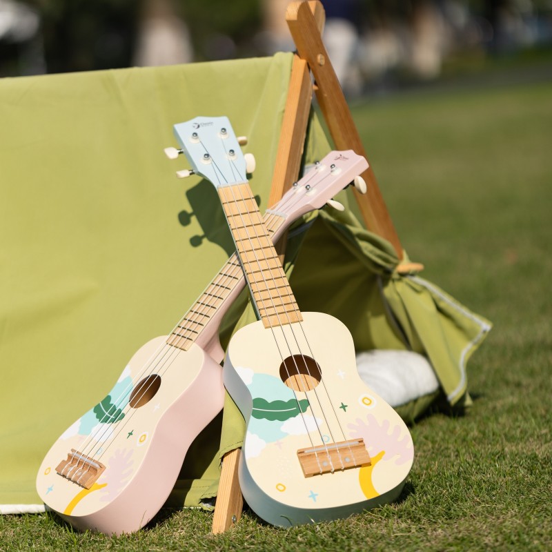CLASSIC WORLD Drevená Ukulele Gitara pre Deti Ružová