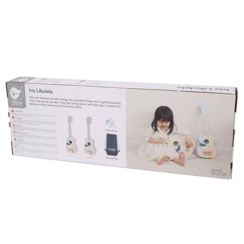 CLASSIC WORLD Drevená Ukulele Gitara pre Deti Ružová