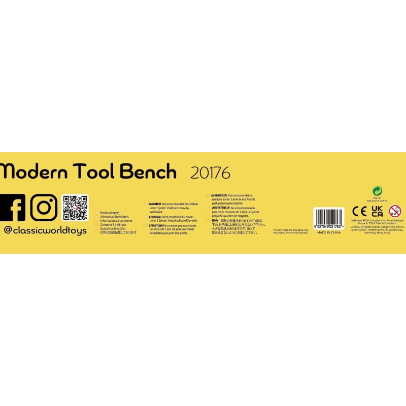 CLASSIC WORLD Detská Drevená Dielňa s Kriedovou Tabuľou a Náradím 27 Dielov