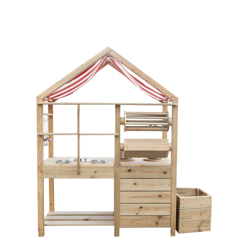 CLASSIC WORLD EDU Veľká Drevená Kuchyňa so Strechou + Príslušenstvo