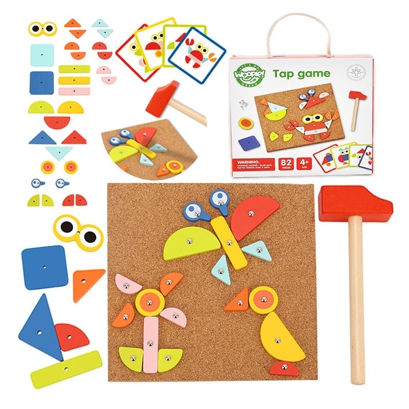 WOOPIE GREEN Drevená Zatĺkačka s Kladivkom na Pribíjanie Vzorov Certifikát FSC