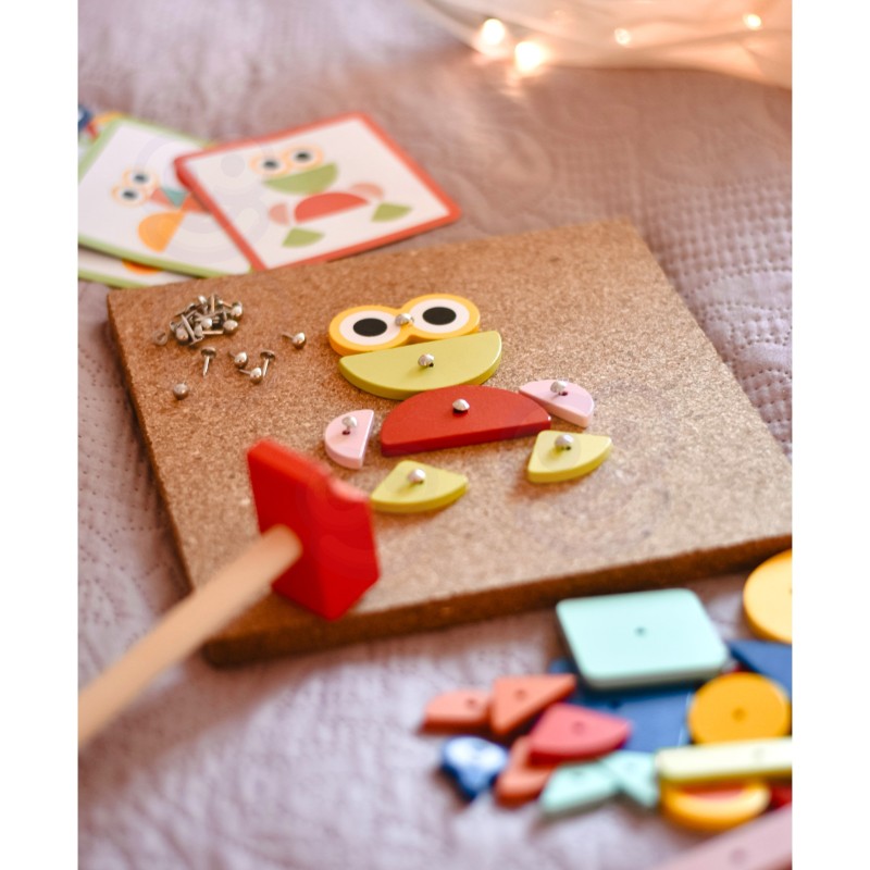 WOOPIE GREEN Drevená Zatĺkačka s Kladivkom na Pribíjanie Vzorov Certifikát FSC