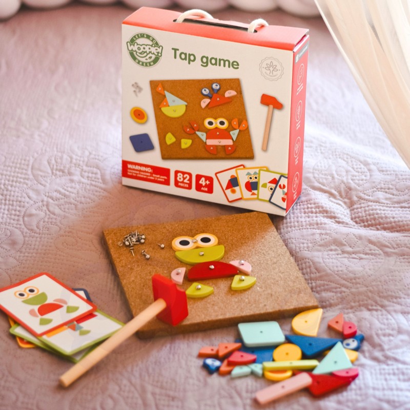 WOOPIE GREEN Drevená Zatĺkačka s Kladivkom na Pribíjanie Vzorov Certifikát FSC