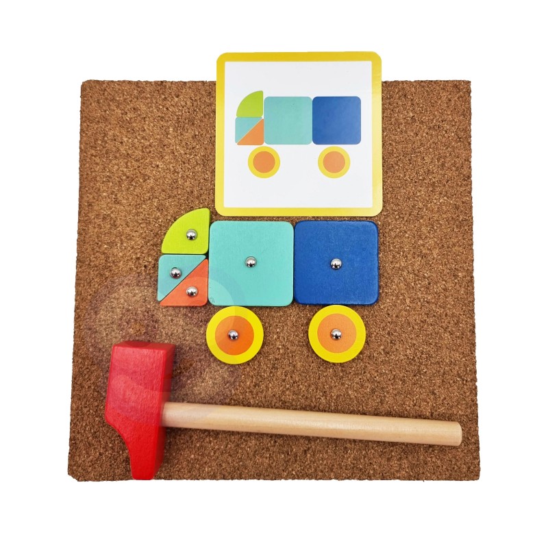 WOOPIE GREEN Drevená Zatĺkačka s Kladivkom na Pribíjanie Vzorov Certifikát FSC