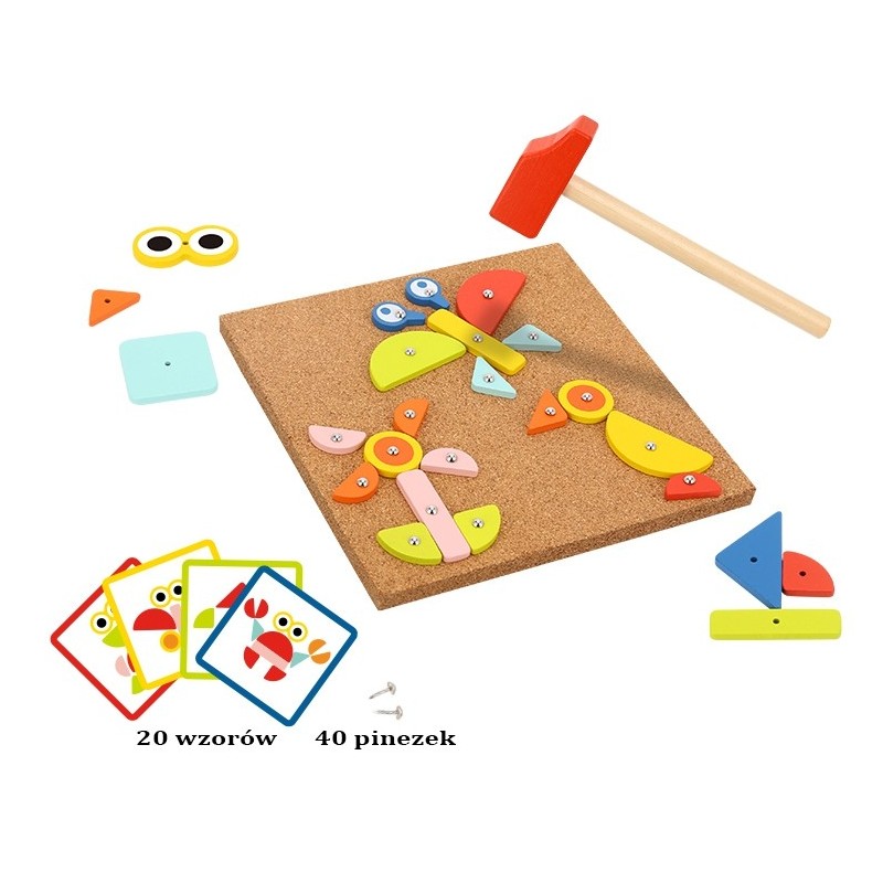 WOOPIE GREEN Drevená Zatĺkačka s Kladivkom na Pribíjanie Vzorov Certifikát FSC