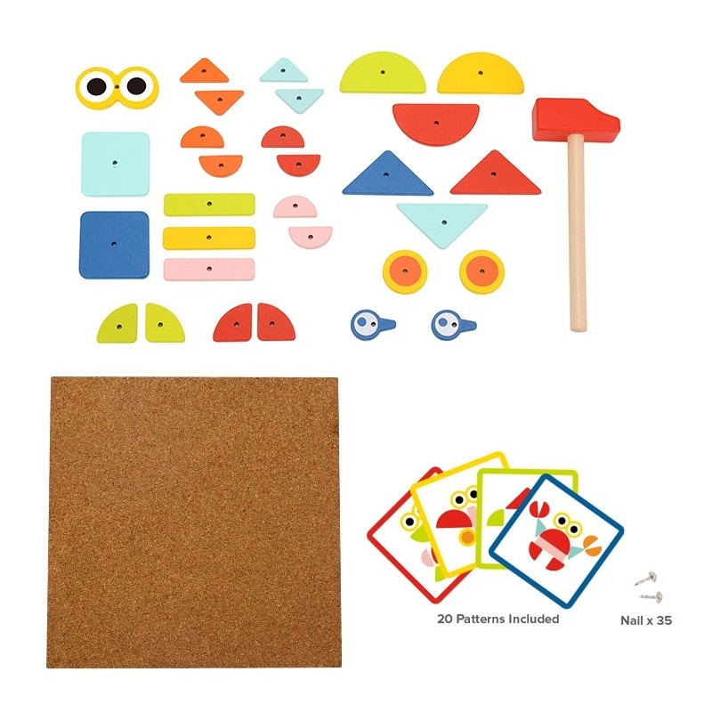 WOOPIE GREEN Drevená Zatĺkačka s Kladivkom na Pribíjanie Vzorov Certifikát FSC