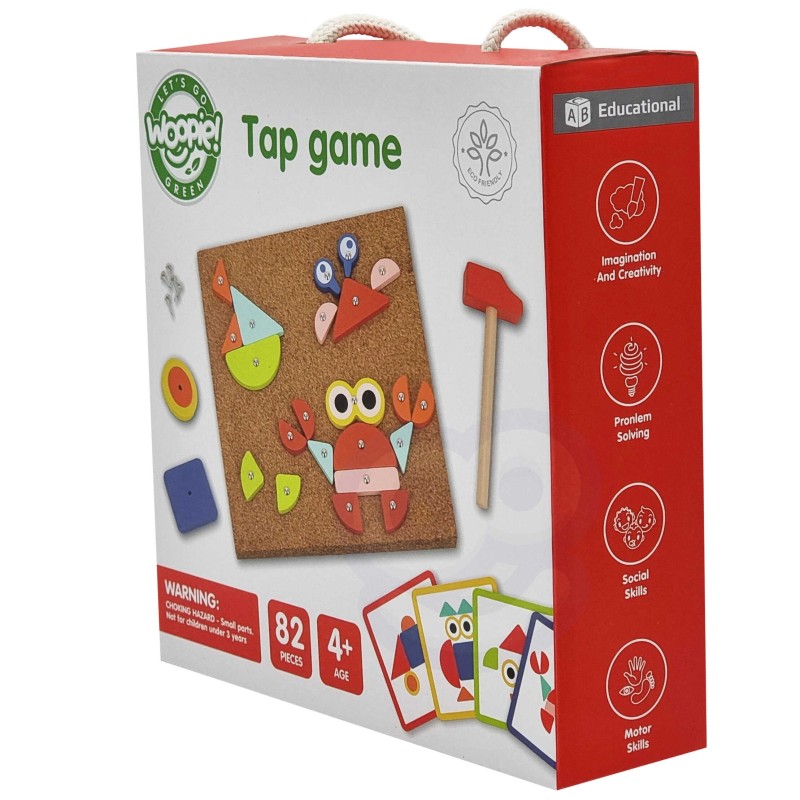 WOOPIE GREEN Drevená Zatĺkačka s Kladivkom na Pribíjanie Vzorov Certifikát FSC