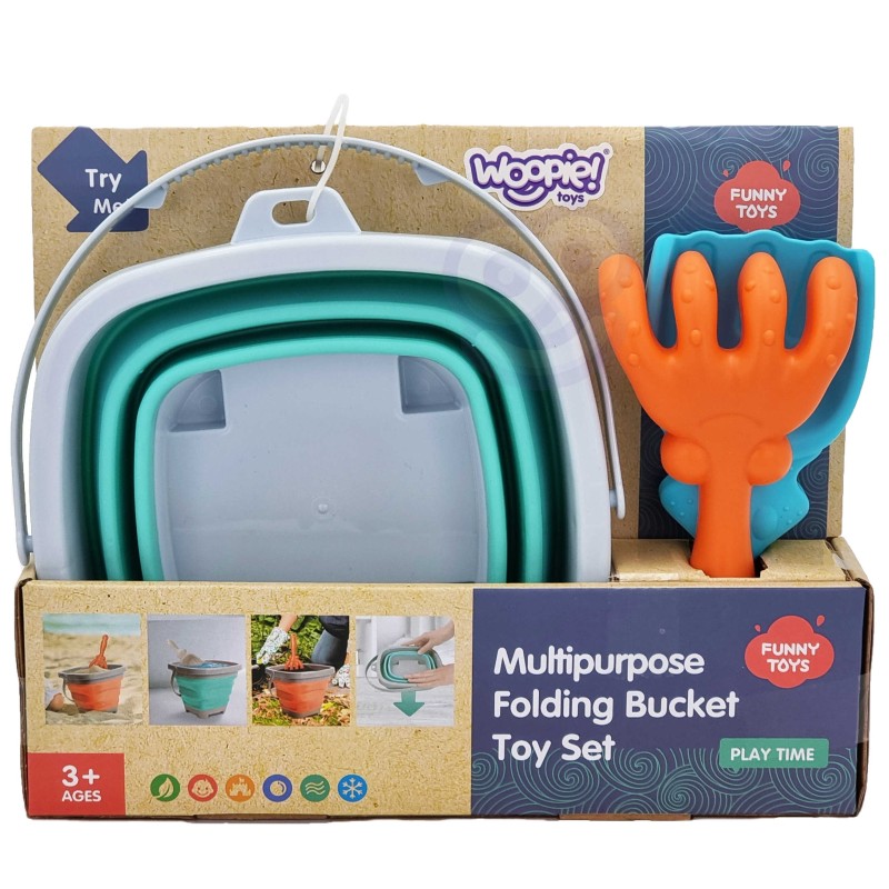 WOOPIE Modré Silikónové Vedro + Hrabličky a Lopatka