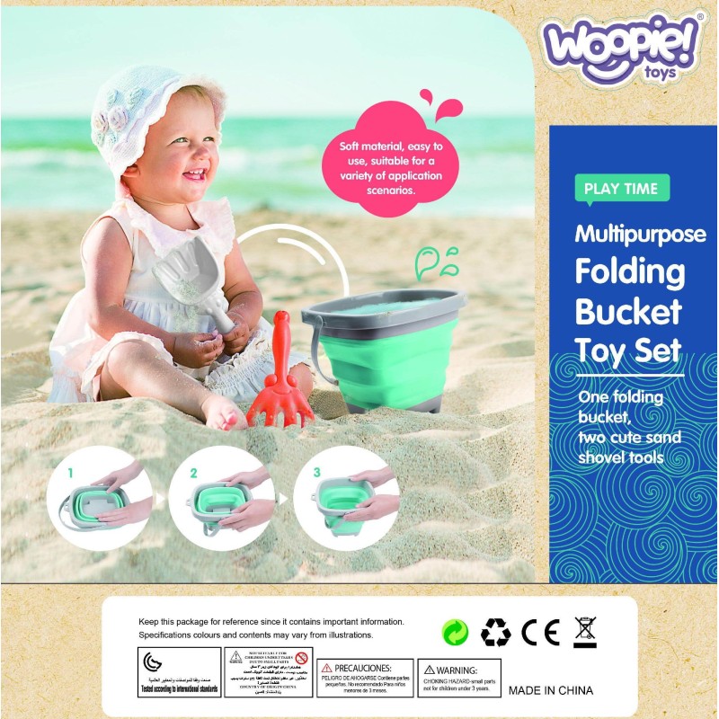 WOOPIE Modré Silikónové Vedro + Hrabličky a Lopatka