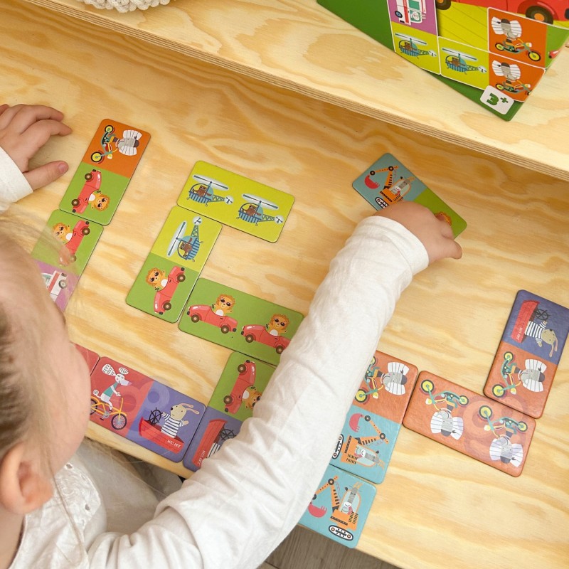 WOOPIE Gra Edukacyjna Transport Zwierzęta Puzzle Domino Montessori