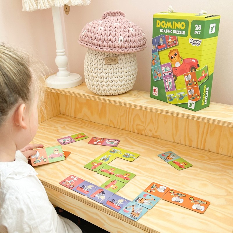 WOOPIE Gra Edukacyjna Transport Zwierzęta Puzzle Domino Montessori