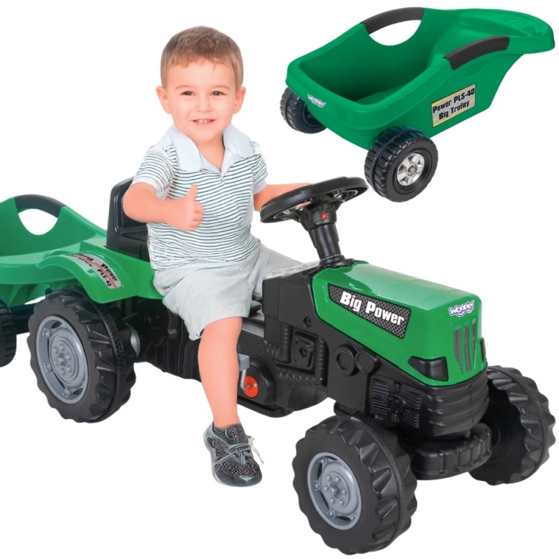WOOPIE Traktor na Pedále Big PowerTrac + Vlečka XXL