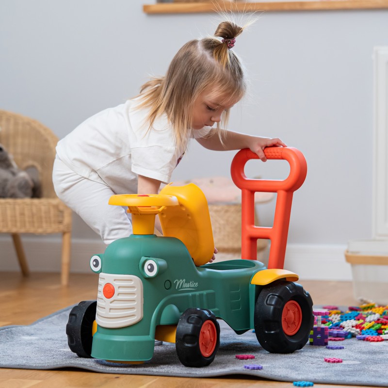 FALK Maurice Traktorek Jeździk Zielony Pchacz Odpychacz Schowek od 1 roku