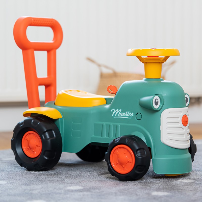 FALK Maurice Traktorek Jeździk Zielony Pchacz Odpychacz Schowek od 1 roku
