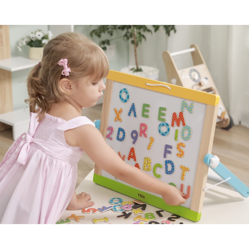 VIGA Drewniany Zestaw Magnetyczny Literki i cyferki