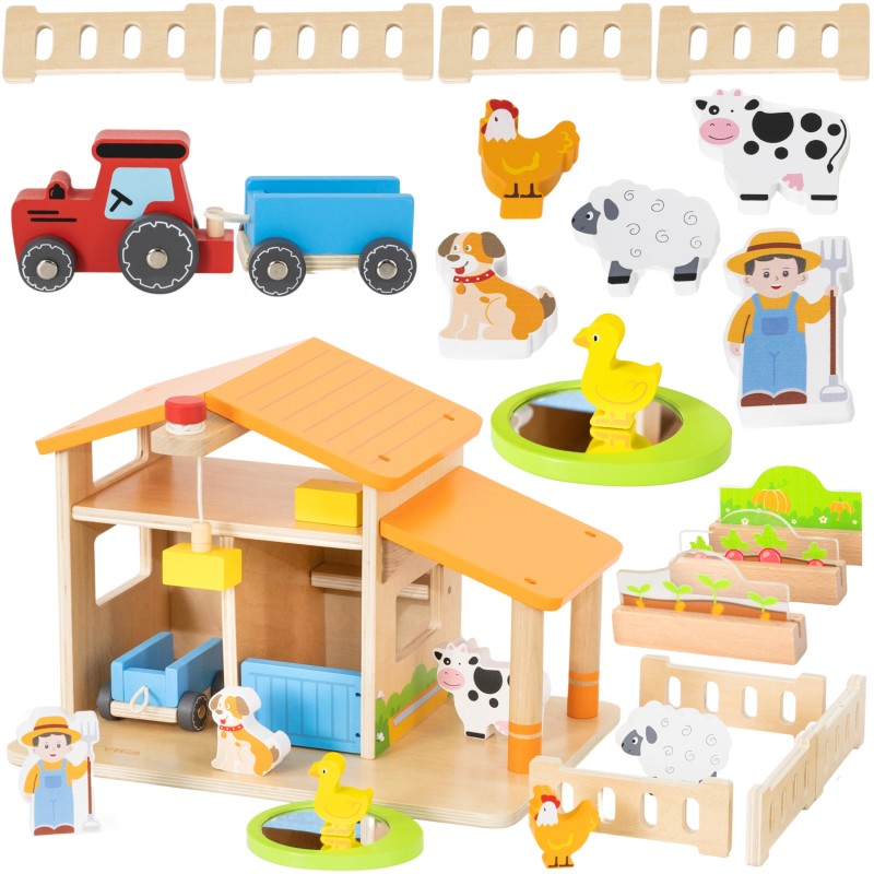 VIGA Drevená Farma so Záhradkou a Traktorom 21 Dielov
