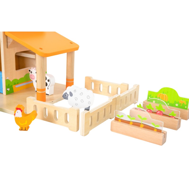 VIGA Drevená Farma so Záhradkou a Traktorom 21 Dielov