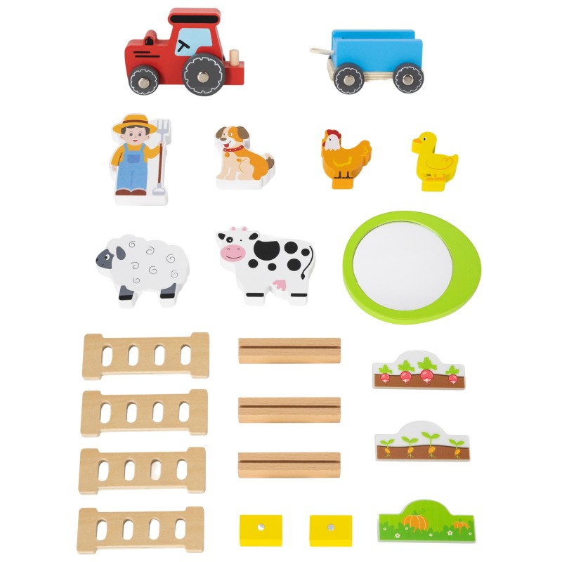 VIGA Drevená Farma so Záhradkou a Traktorom 21 Dielov