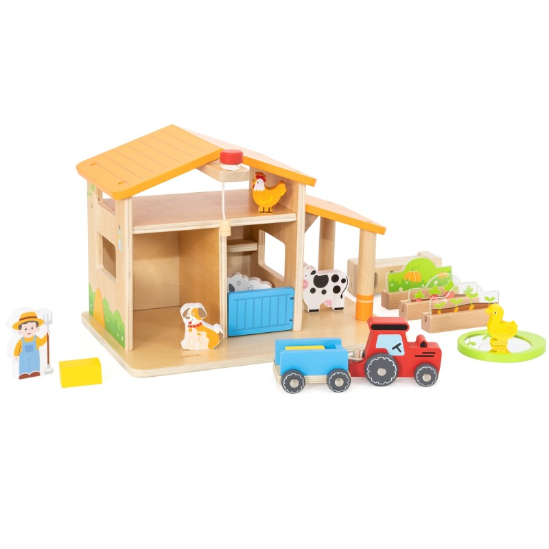 VIGA Drevená Farma so Záhradkou a Traktorom 21 Dielov