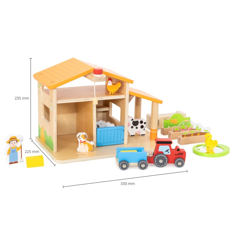 VIGA Drevená Farma so Záhradkou a Traktorom 21 Dielov