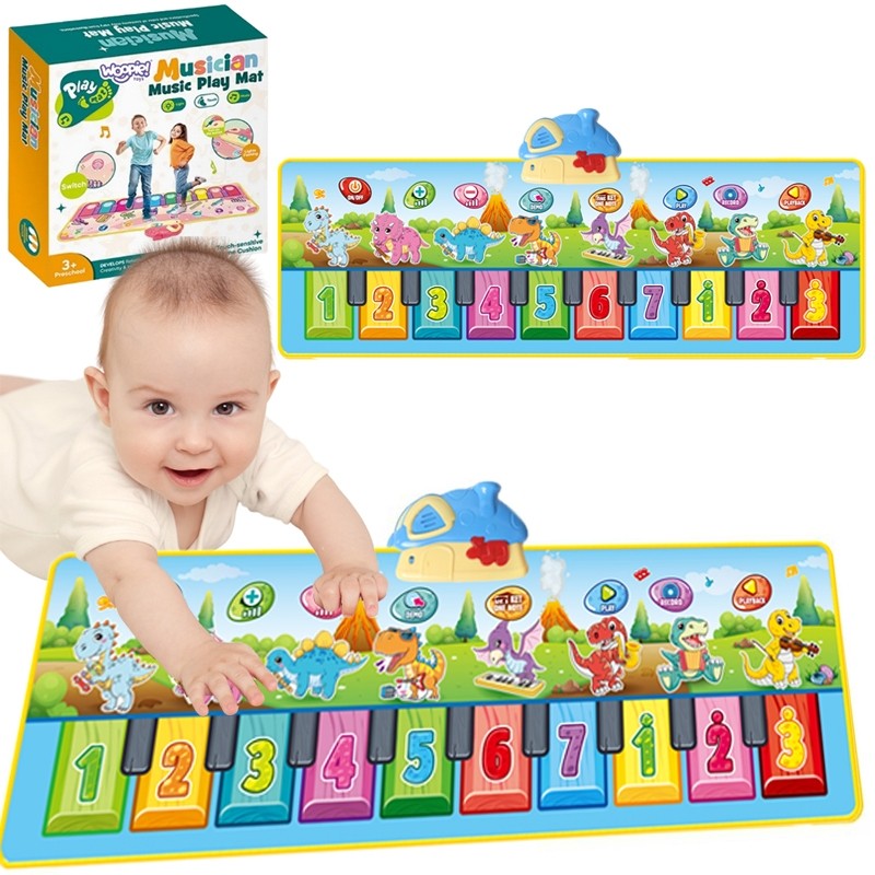 WOOPIE Hudobná Dino Podložka XXL 2v1 Piano 8 Melódii 110cm