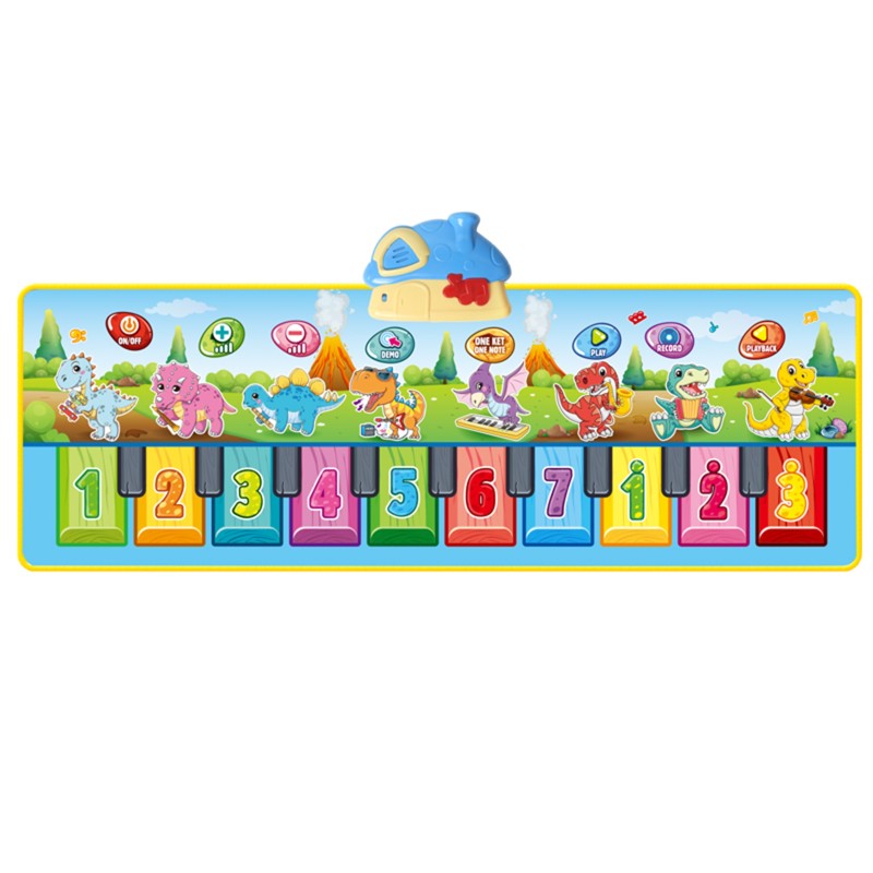 WOOPIE Hudobná Dino Podložka XXL 2v1 Piano 8 Melódii 110cm