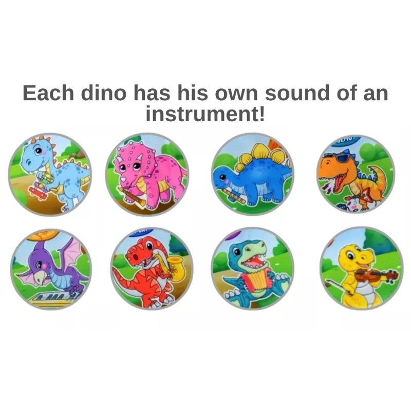 WOOPIE Hudobná Dino Podložka XXL 2v1 Piano 8 Melódii 110cm