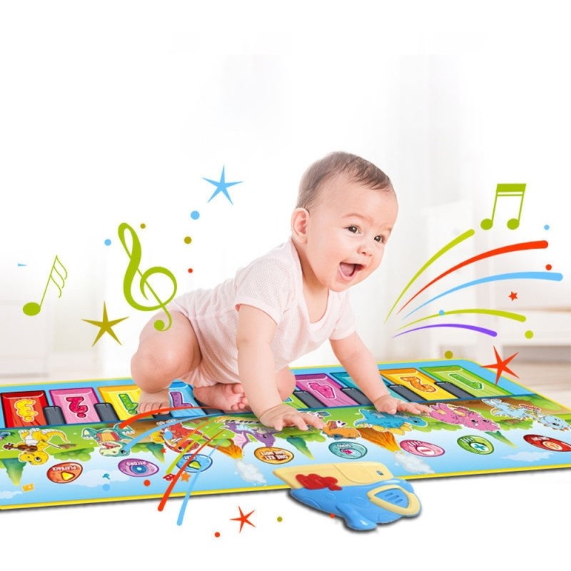 WOOPIE Hudobná Dino Podložka XXL 2v1 Piano 8 Melódii 110cm