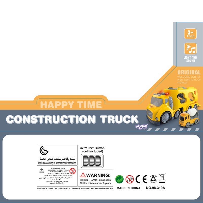 WOOPIE Veľká Žltá Odťahovka s Vozidlami City Truck