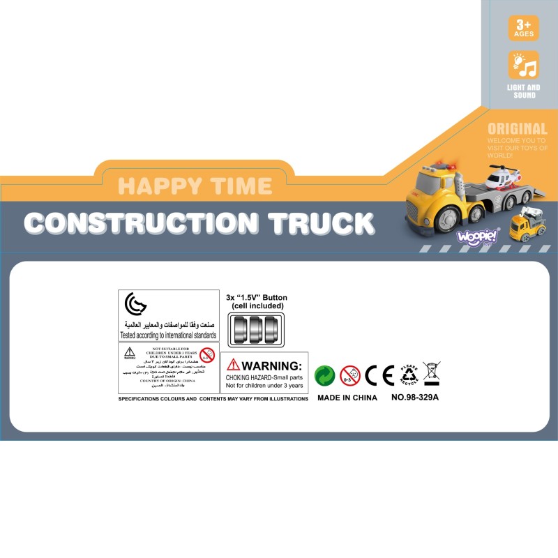 WOOPIE Žltá Odťahovka City Truck Svetelné a Zvukové Efekty