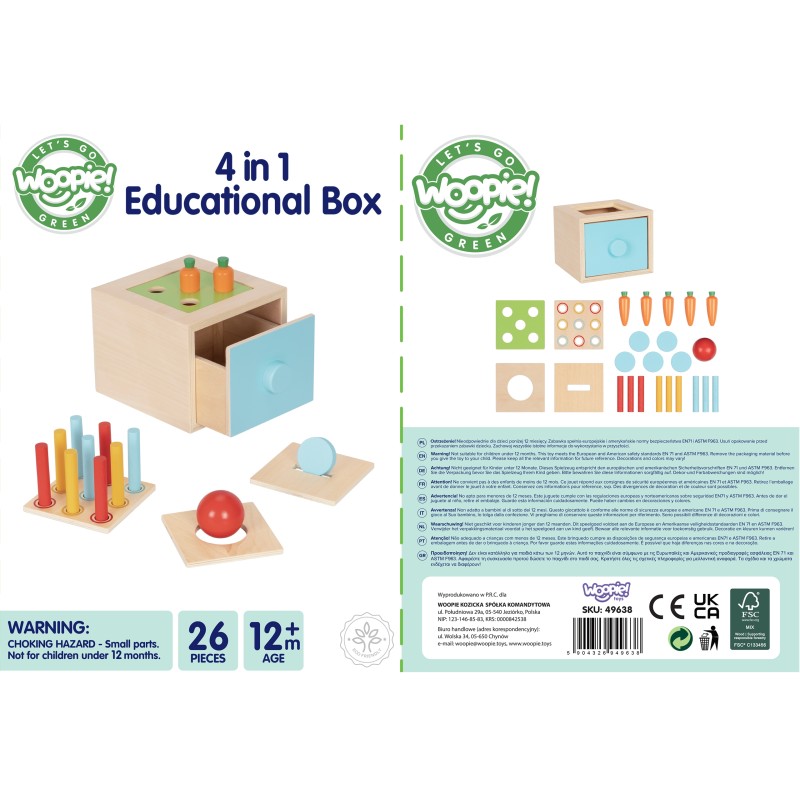 WOOPIE GREEN Drewniana Szuflada Edukacyjna Sorter Montessori
