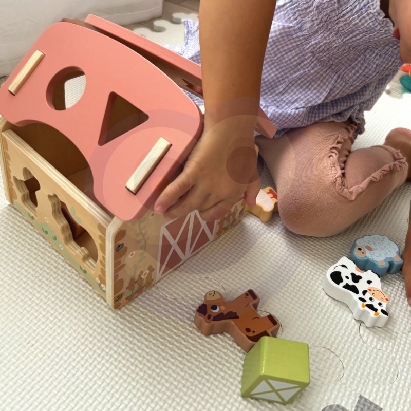 WOOPIE GREEN Drevená Farma na Triedenie Farieb a Tvarov