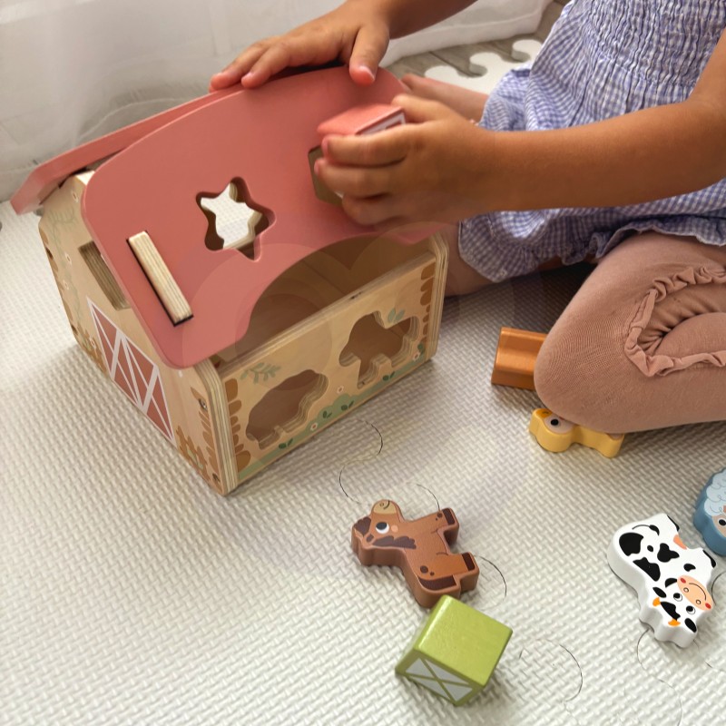 WOOPIE GREEN Drevená Farma na Triedenie Farieb a Tvarov