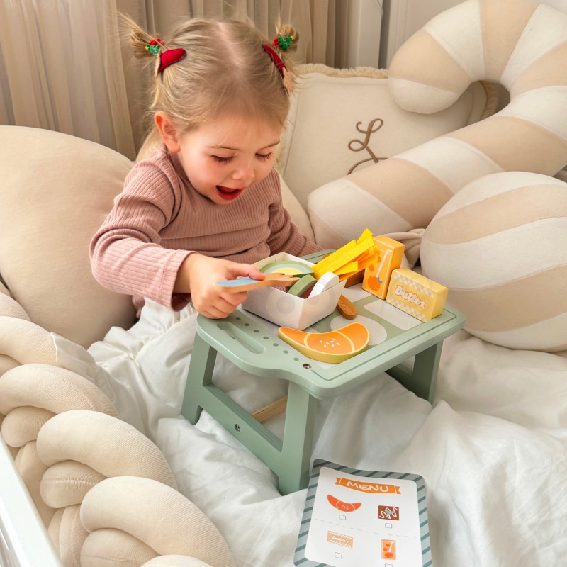 WOOPIE GREEN Pastelová Raňajková Súprava s Podnosom