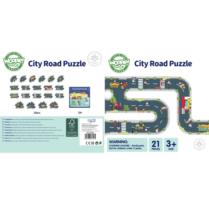 WOOPIE GREEN Puzzle Maketa Cesty 21 ks. Certifikát FSC