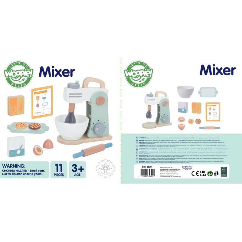 WOOPIE GREEN Drevený Kuchynský Mixér s Príslušenstvom 11 el.