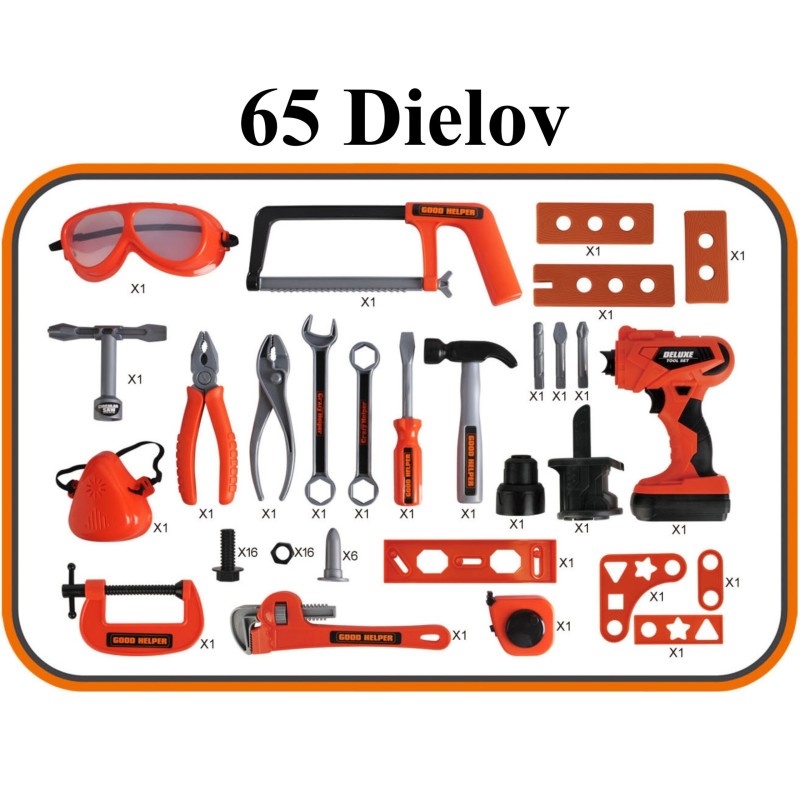WOOPIE Detská Dielňa s Náradím v Mobilnom Boxe 2v1 65 Dielov