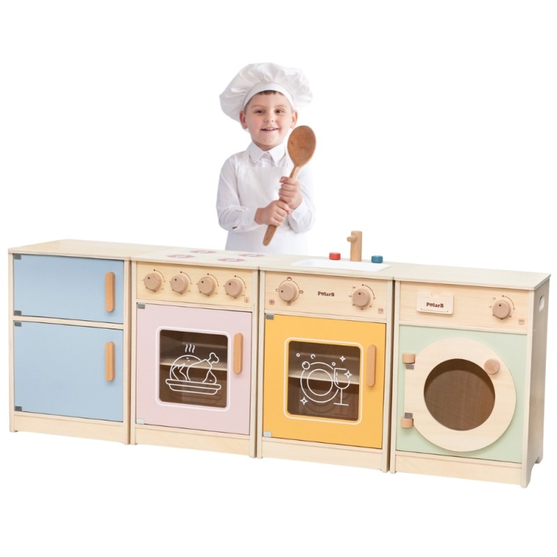 VIGA PolarB Drewniany Zestaw Kuchenny XL Pralka Kuchenka Zmywarka