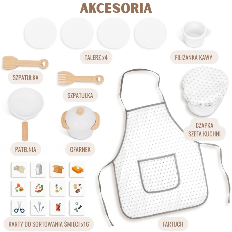 WOOPIE GREEN Drewniana Interaktywna Kuchnia 9w1 z Pralką i Tablicą
