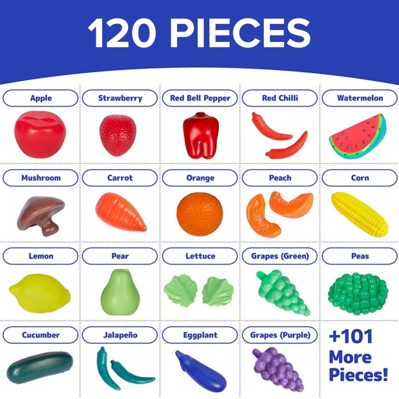 WOOPIE Sada Potravín - Ovocie a Zelenina 120 ks.