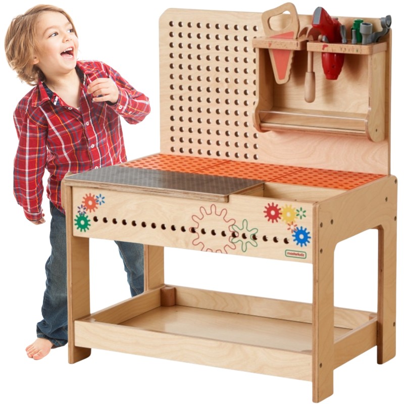 MASTERKIDZ Drevená Dielňa Montessori STEM s Náradím a Príslušenstvom