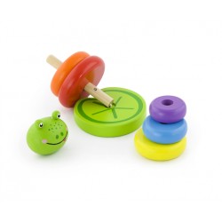 Drevené navliekacie krúžky - žabka Viga Toys