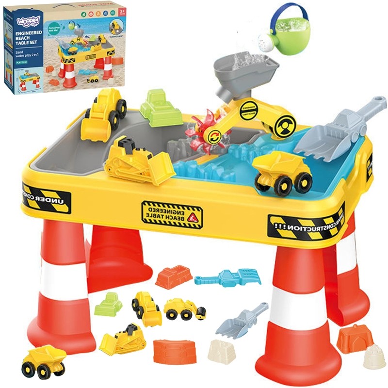 WOOPIE Vodný Stolík a Pieskovisko 2v1 + 4 Stavebné Vozidlá