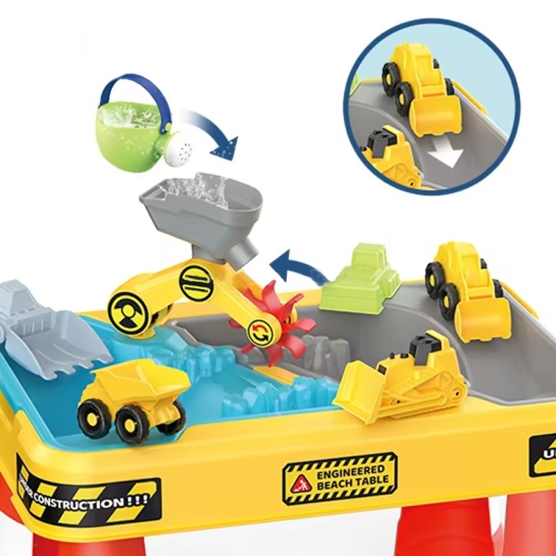WOOPIE Vodný Stolík a Pieskovisko 2v1 + 4 Stavebné Vozidlá