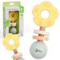 CLASSIC WORLD Drevená Pastelová Hrkálka a Hryzatko 2v1 - Kvet