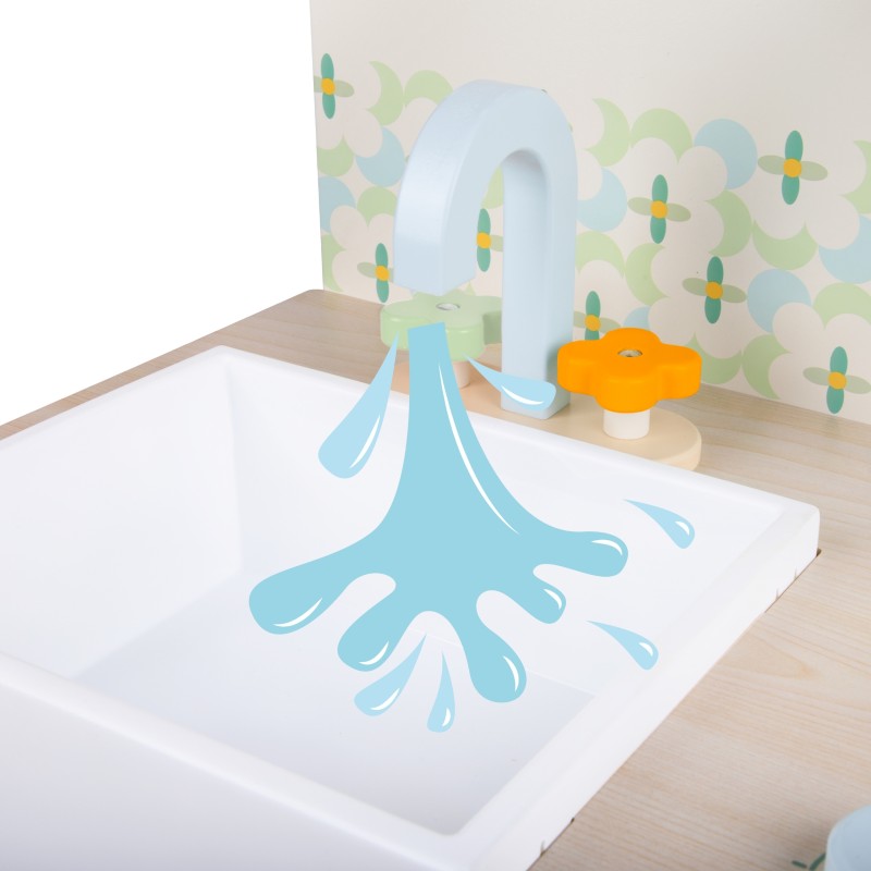 CLASSIC WORLD Drevená Kuchyňa XXL s Práčkou a Príslušenstvom