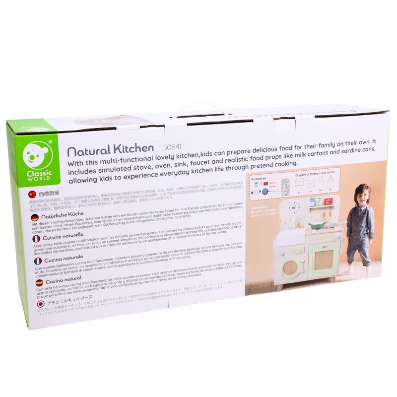 CLASSIC WORLD Drevená Kuchyňa XXL s Práčkou a Príslušenstvom