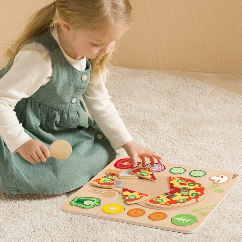 CLASSIC WORLD Drevená Pizza so Zeleninou na Krájanie 22 Dielov