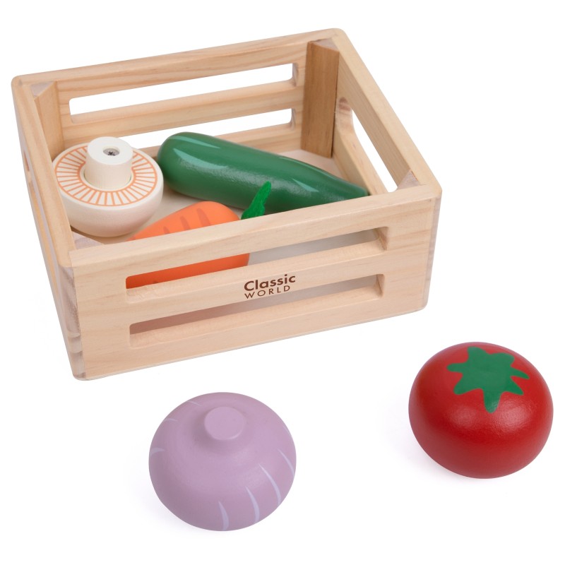 CLASSIC WORLD Drevená Zelenina v Debničke 6 ks.